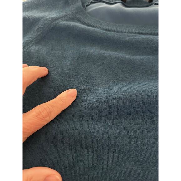 Saks Fifth Ave Tunic Silk Cashmere Blue SZL Top Lightweight Long Sleeve Classic - Picture 11 of 11